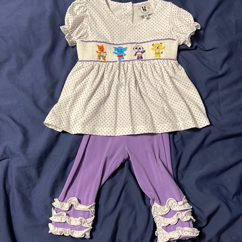 Awe Smocks Word Party Girls Pants Set 12M